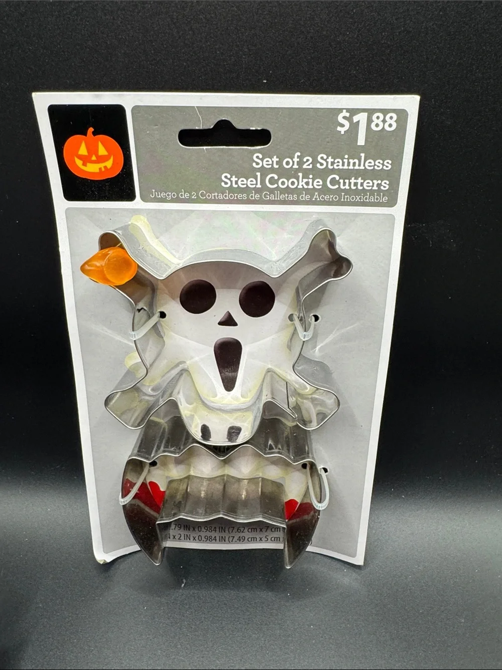 Lot of Halloween Cookie Cutters & Stamp Set unopened. Bat, cat, raven, fangs.